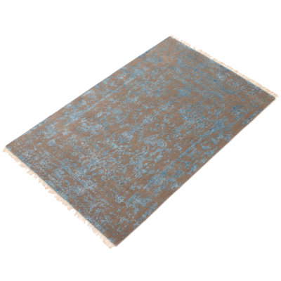 Tapis gris noué à la main Massie
