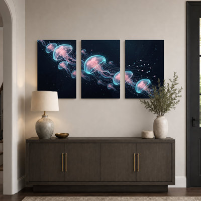 Ensemble de 3 toiles bleues et bleues