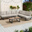 6-seat Modular Outdoor Sofa Set With Glass Table - Adjustable Backrests, Daybed Configuration, Modern