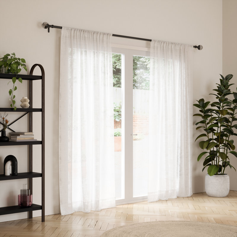 Matte Black Adjustable Steel Single Curtain Rod
