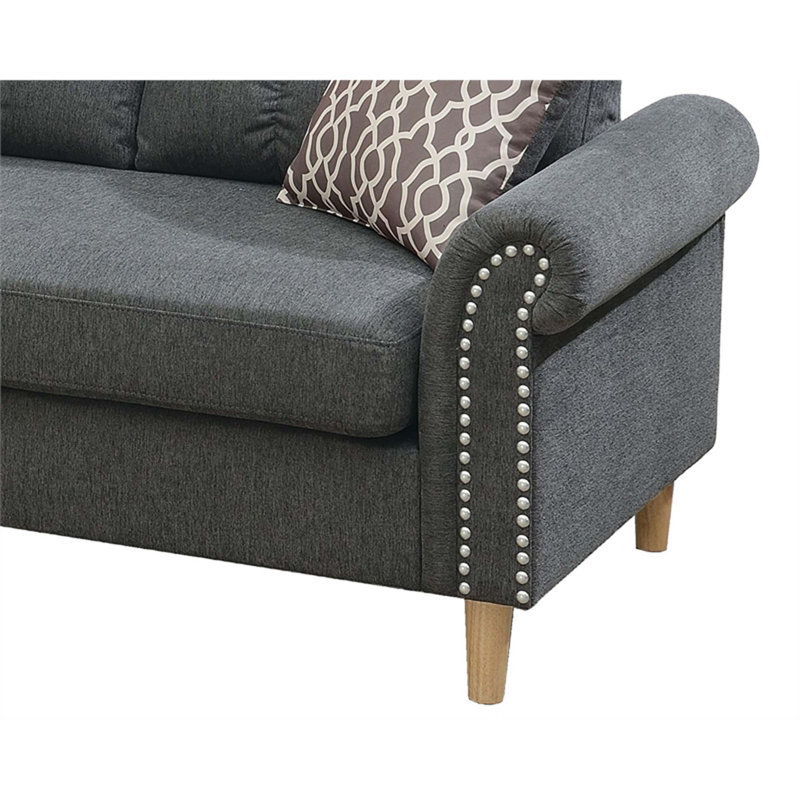 Ensemble de canapé modulaire réversible en ardoise en polyfibre, Fabric - Slate Gray