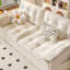 Canapé-lit causeuse 100% polyester beige-130075140