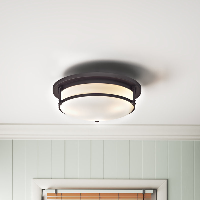 Glass Semi Flush Mount, Western Bronze