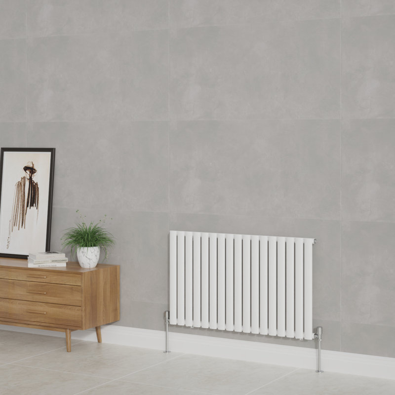 Shirly Horizontal Oval Panel Radiators, Gloss White, 60cm H x 100.3cm W, 1