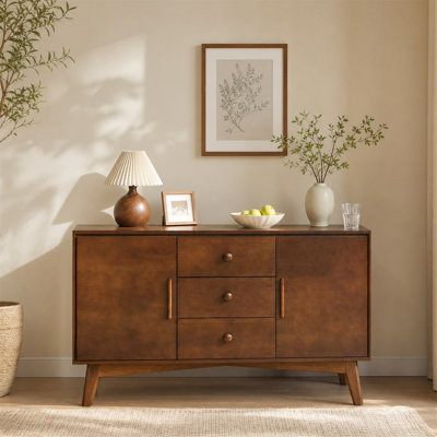 47.3" Mid-Century Modern Sideboard with 2 Cabinets & 3 Drawers, Walnut