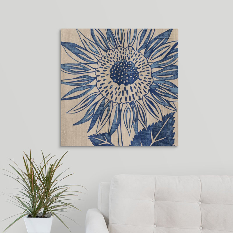 Indigo tournesol - imprimé, H 24 po x l 24 po x P 1,5 po, Toile