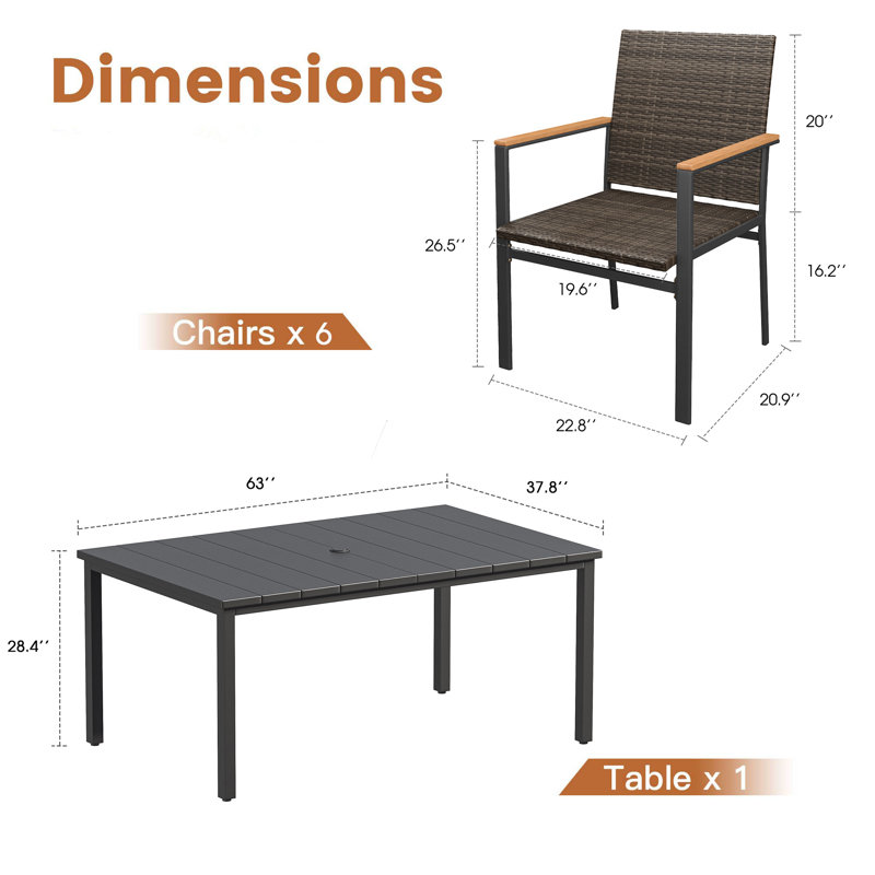 patio dining set, Noir / Noir