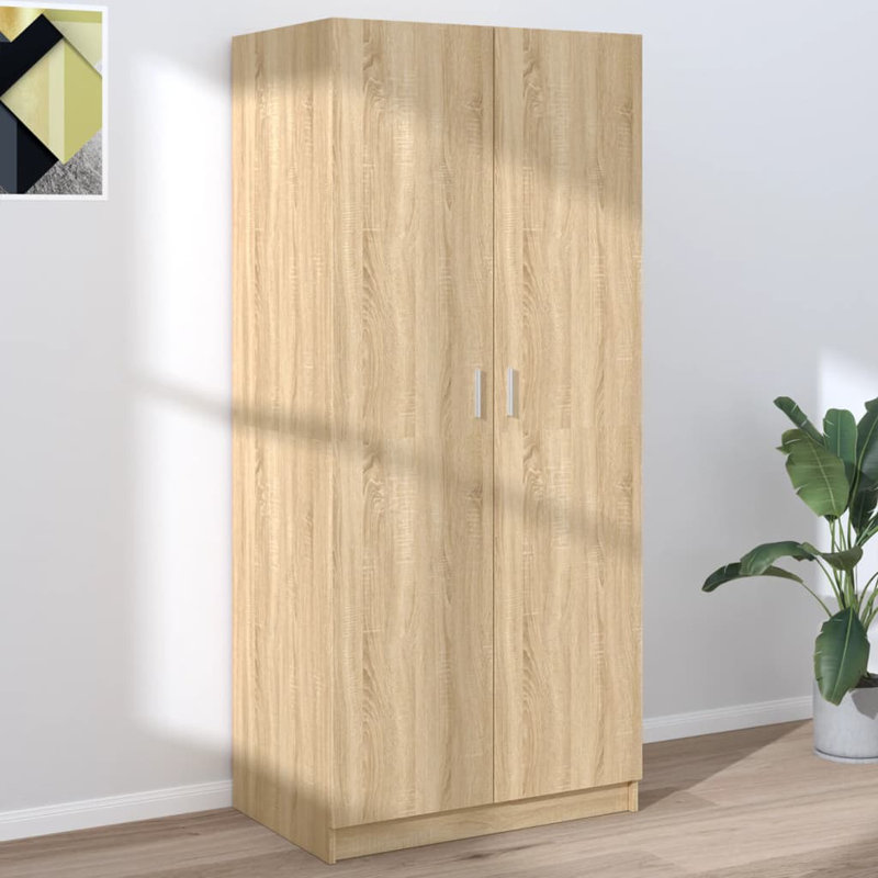 Benefiel 2 Door Manufactured Wood Wardrobe, Brown, 180cm H x 80cm W x 52cm D