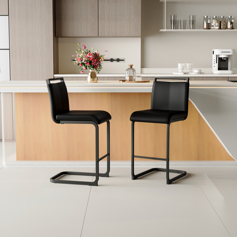 Tabouret de comptoir 25 po Meleigha, Noir, 2