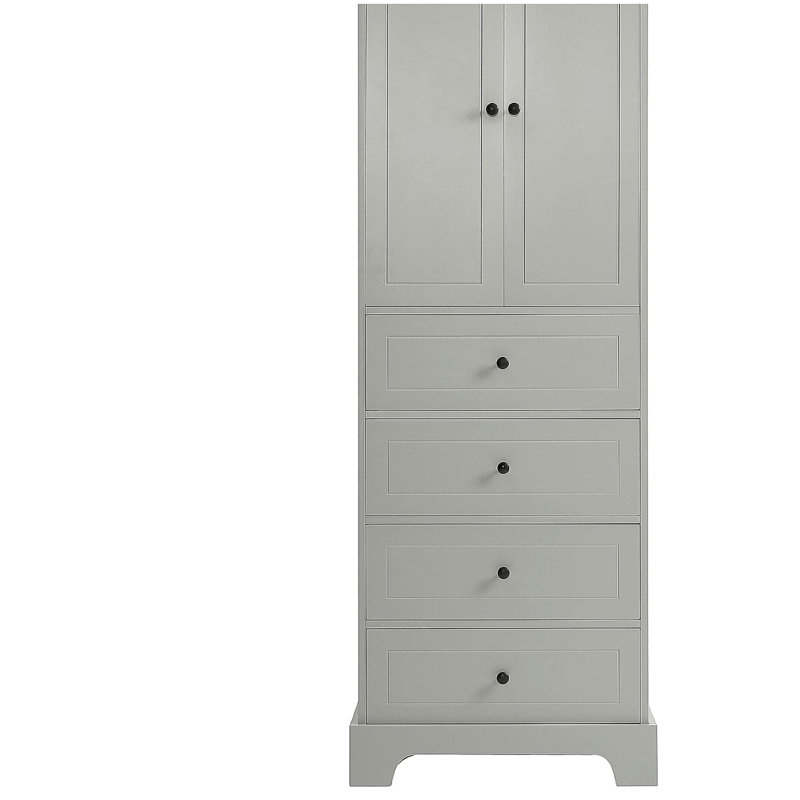 Armoire de rangement avec 2 portes et 4 tiroirs pour salle de bain, bureau, Gris