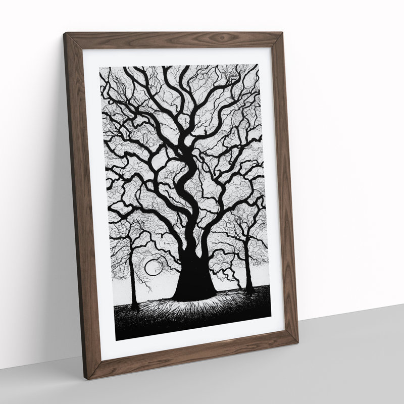 Monochrome Tree No.2 - Framed Print, 34cm H x 25cm W x 2cm D, Brown Framed