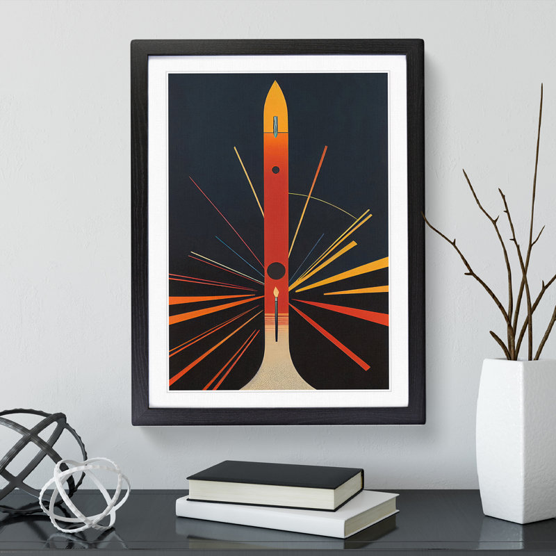 XV1022-751X Spaceship Art No.1 - Single Picture Frame Print, 64cm H x 46cm W x 2cm D, Black