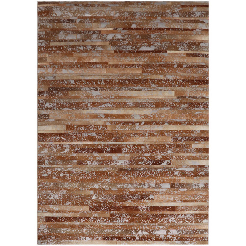 Sundance Flatweave Leather Animal Print Area Rug in Beige, Rectangle 8' x 10'