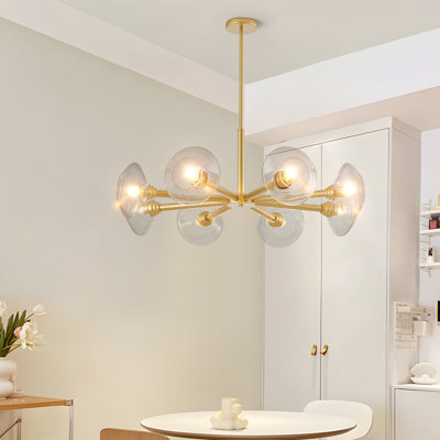 Lustre moderne Spoutnik avec abat-jour en verre transparent