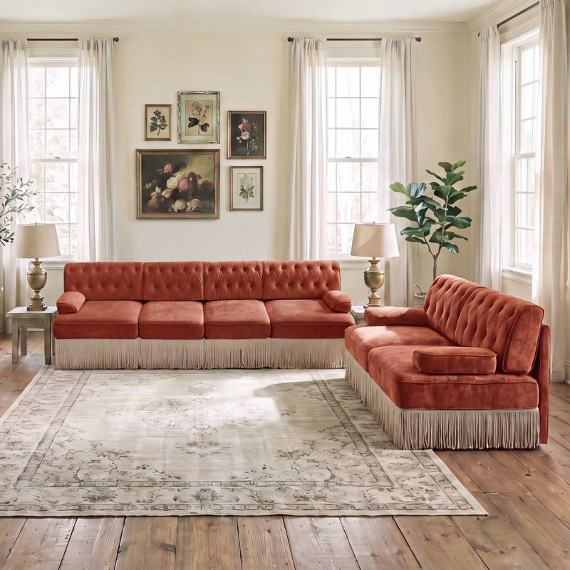 Ensemble canapé (2+4 places) (rouge-brun)
