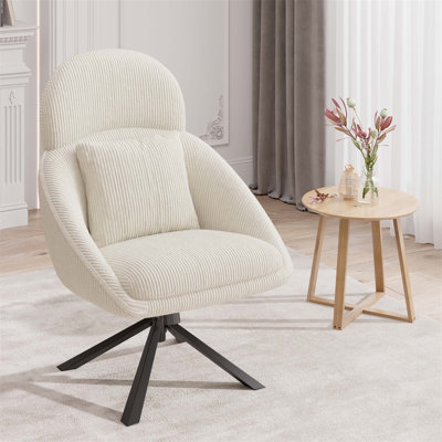 Chaises d'appoint pivotantes modernes et réglables avec design surdimensionné et velours côtelé, idéales pour les espaces de vie multiples