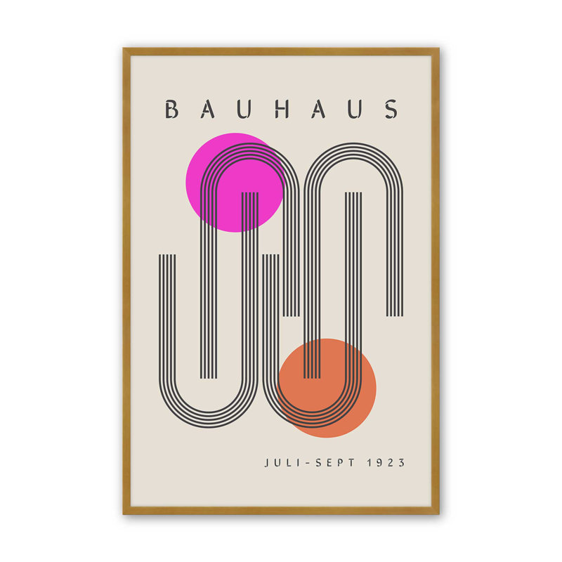 Imprimé de style Bauhaus simplifié, Or poli, H 15,25 po x l 12,25 po