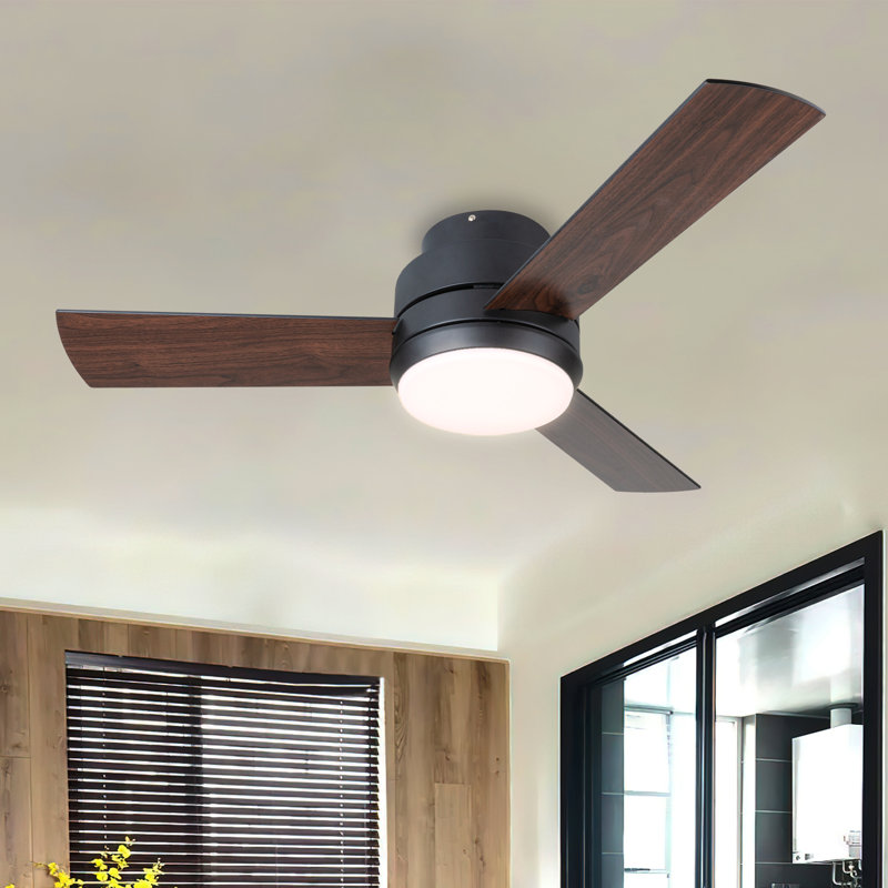 Ventilateur de plafond à 3 pales de 42 po avec ensemble d'éclairage et télécommande Arielmarie, 3 couleurs DEL, moteur à courant continu silencieux à 6 vitesses, minuterie