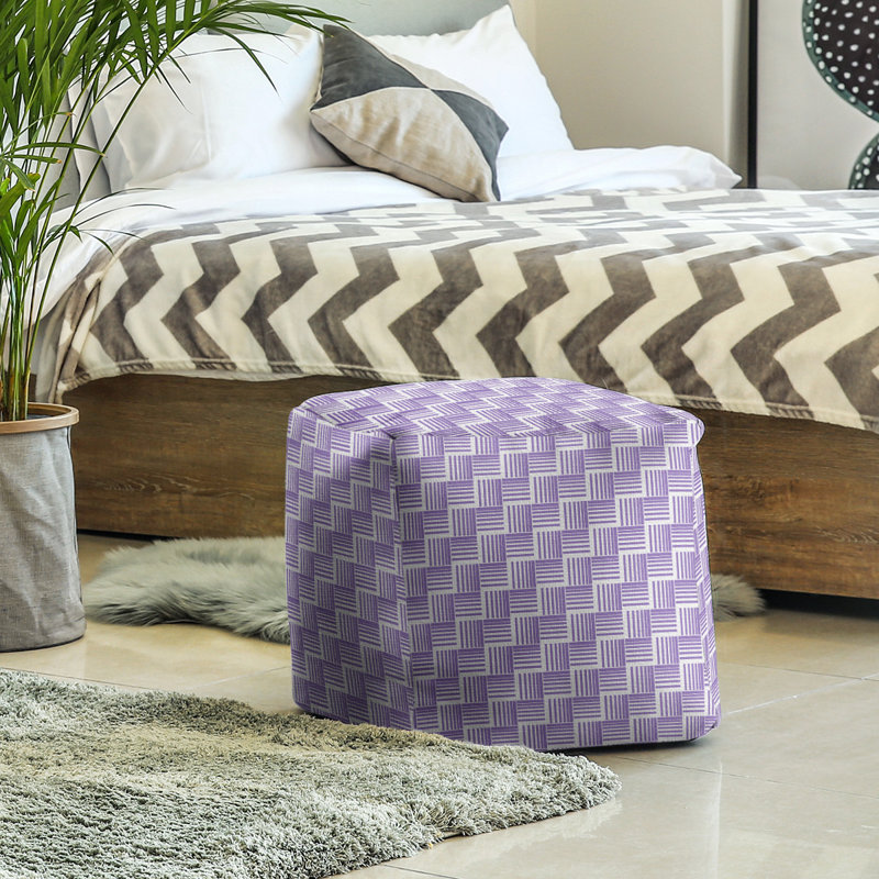 Upholstered Ottoman, Purple/Gray