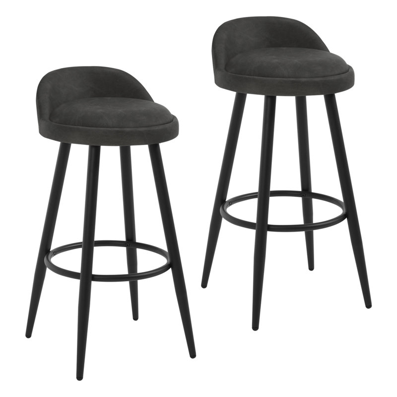 Ackeron Upholstered Counter Stool with Metal Frame, Anthracite