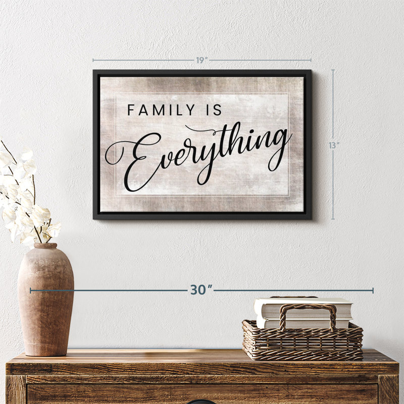 «Family Is Everything Quote», reproduction sur toile, H 19 po x l 13 po