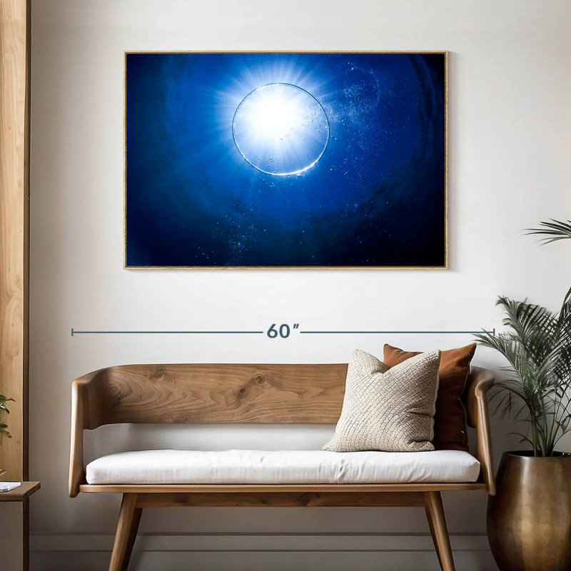 Bulle sous l'eau, Cadre flottant en bois naturel, 46 po x 31 po