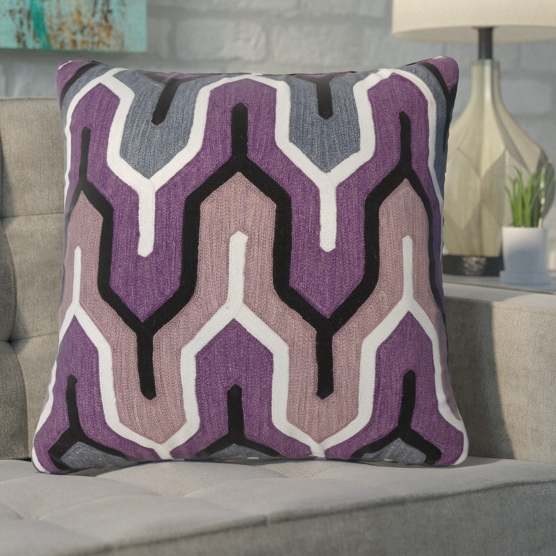 Luesing Geometric Square Throw Cushion, Small, Purple, Down