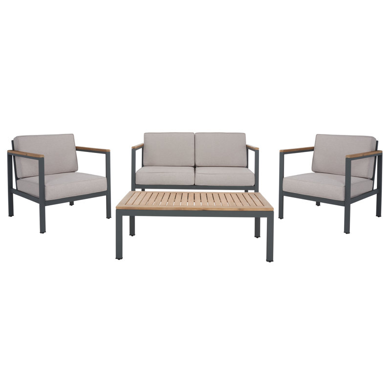 Ensemble de patio 4 pièces avec coussins Arrion, Gris clair