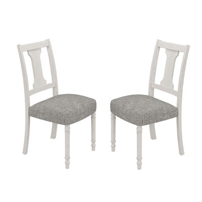 Set Of 2 Dining Side Chair With Linen Upholstered Seat