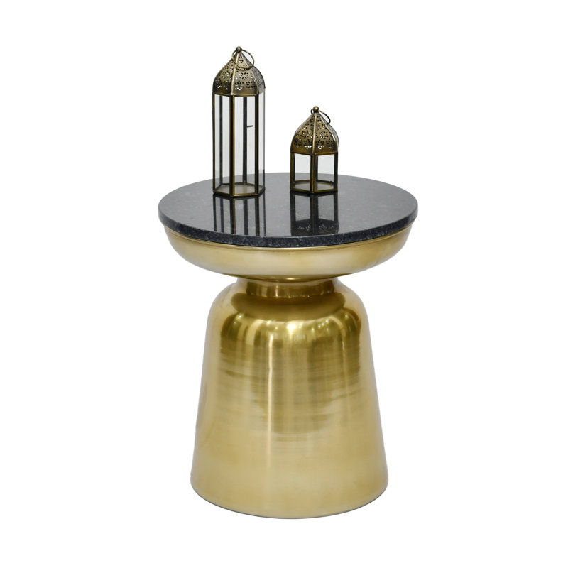 Table d'appoint Modern Luxe avec plateau en granite, Doré