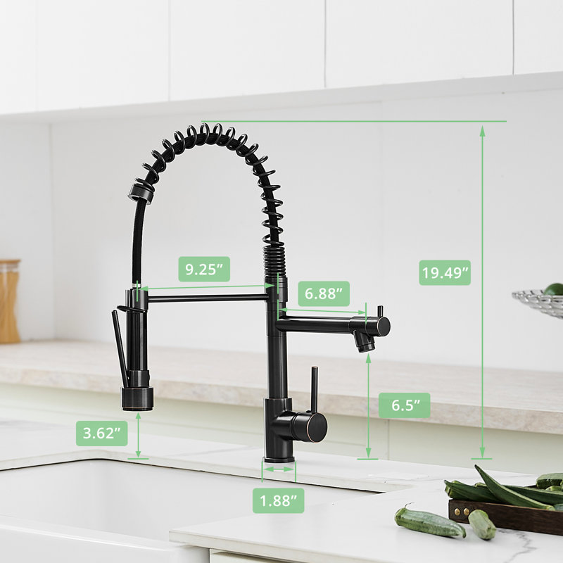 Robinet de cuisine commercial avec robinet escamotable en bronze huilé, poignée simple, rotation de 360 degrés, rempli de céramique, robinet d'objet contemporain en bronze, poignée levier, tournant, robinet, moderne