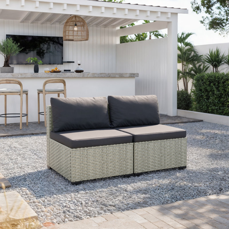 Outdoor Wicker Patio Chairs (Set of 2), Black