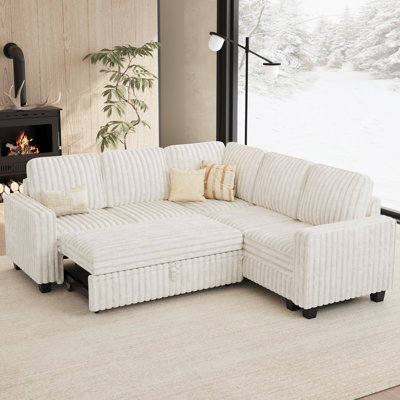 Isolde Soft Plush Small L-Shaped Sofa Sectional Sofa Bed Sleeper Storage Modular Couch