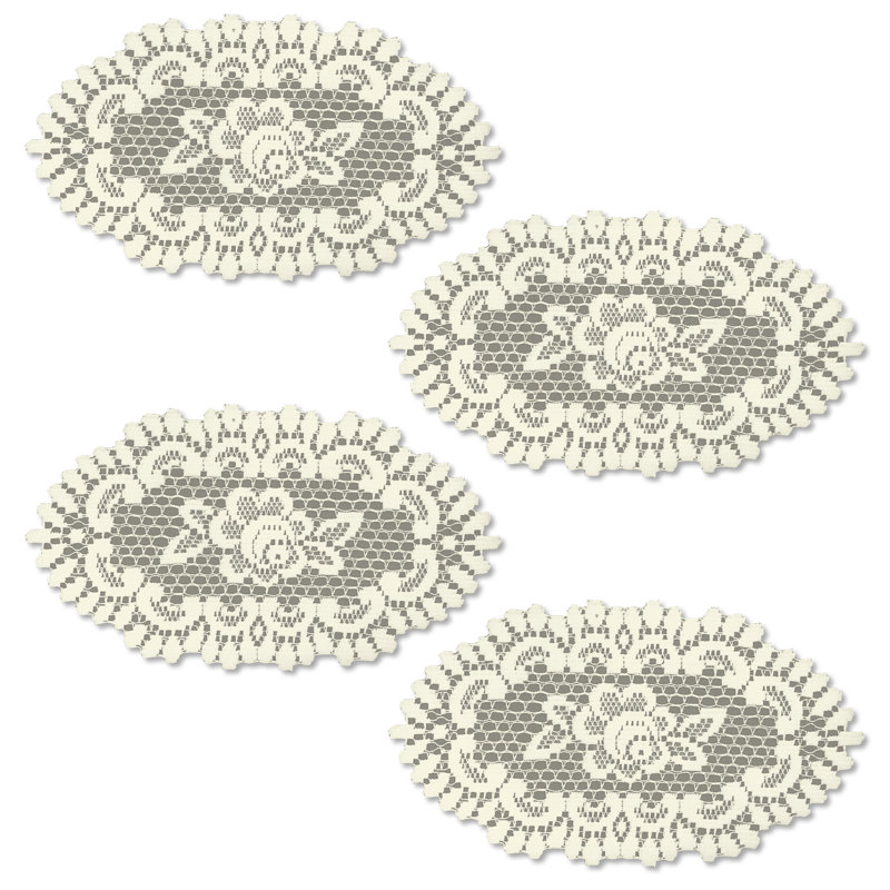 Fausto Polyester Floral Oval Doily