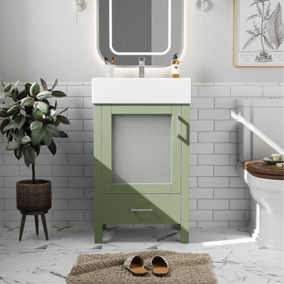 Meuble-lavabo de salle de bain avec lavabo en céramique et grand espace de rangement - idéal pour les petites salles de bain