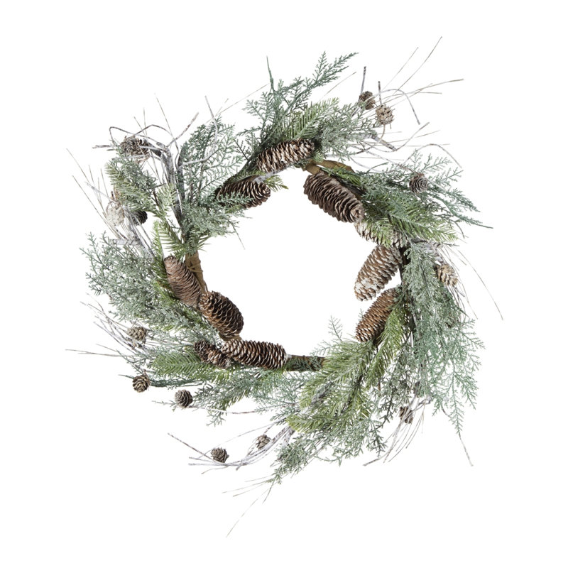 D24" Pine/Pinecone Wreath, Green