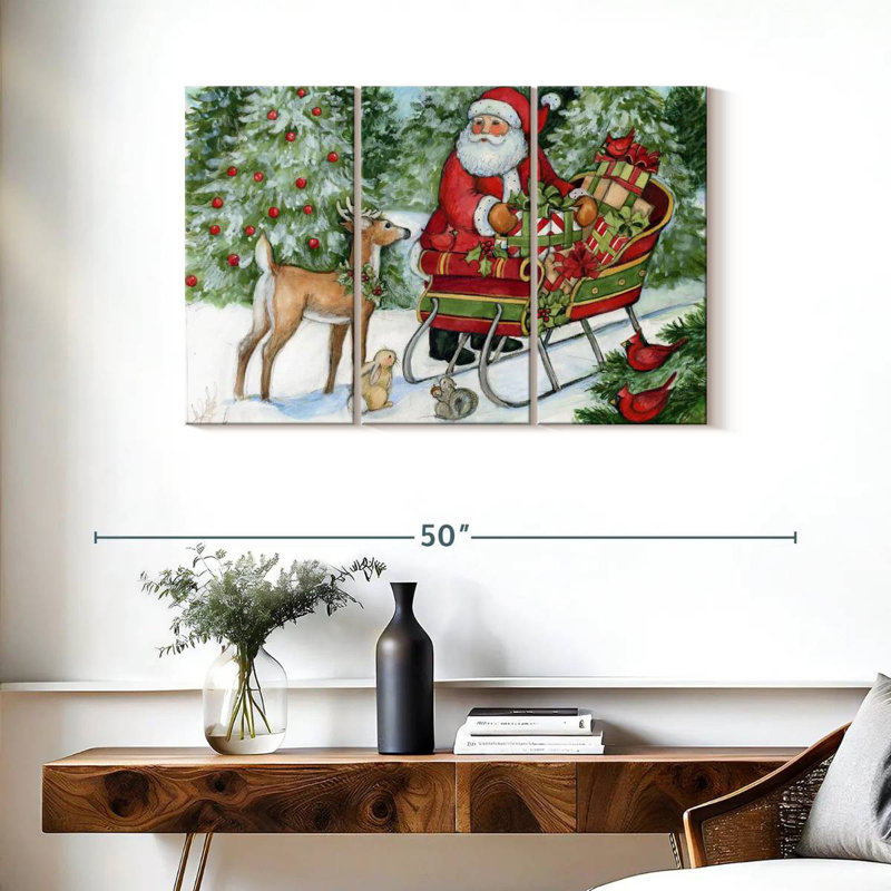 Père Noël et traîneau Woodland, H 24 po x l 38 po
