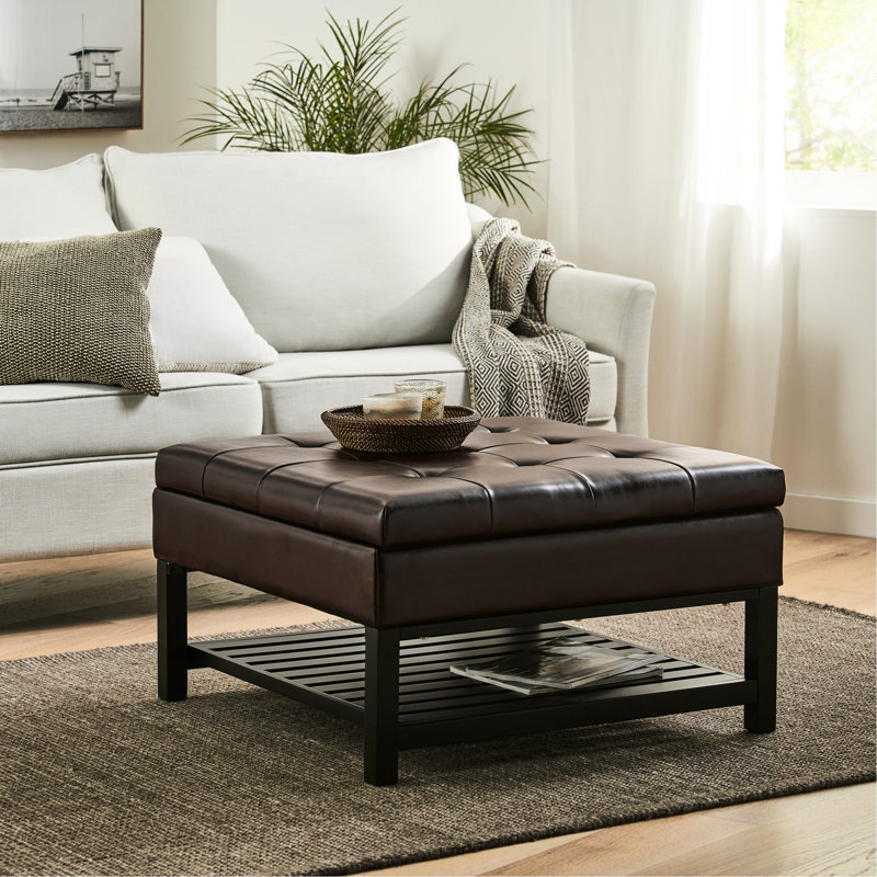 Rangement carré avec support inférieur - Cuir d'unité centrale à la mode
