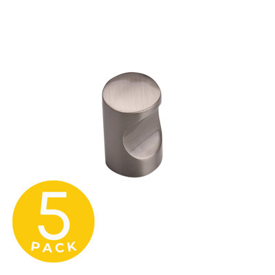 Lunar Series 1 in. Modern Satin Nickel Round Cabinet Knob (5-Pack)