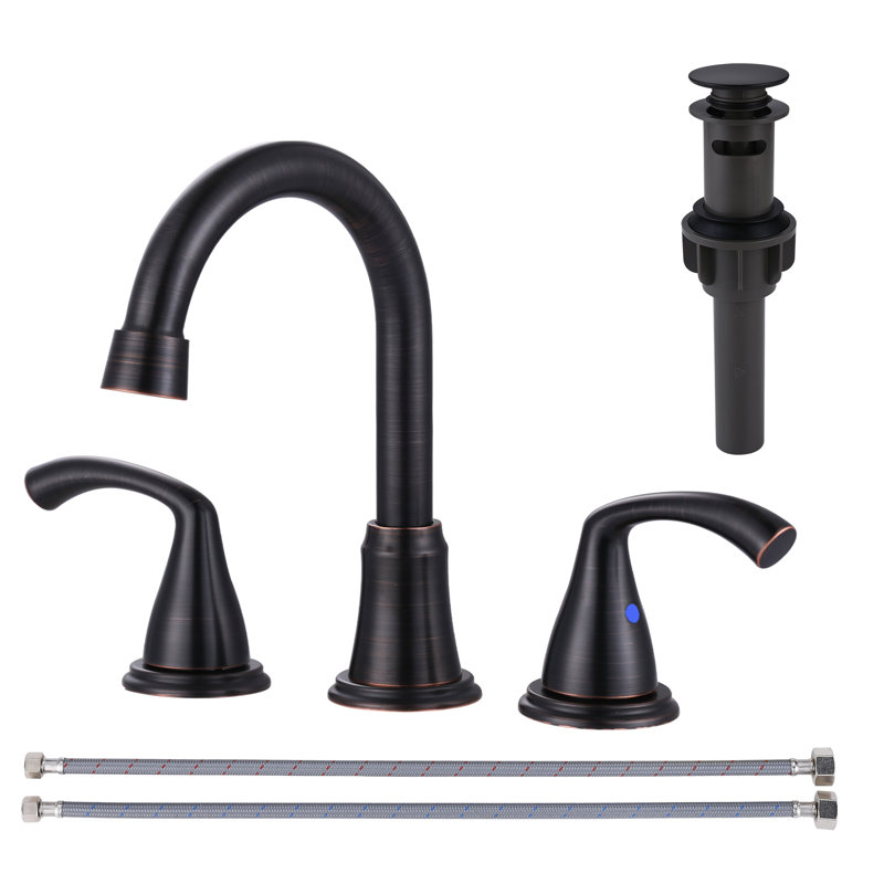 Widespread 2-handle Bathroom Faucet with Drain Assembly, Oil Rubbed Bronze
