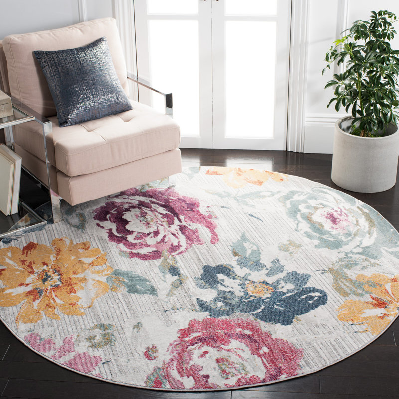 Gallois 900 Performance Floral Rug, Round 6'7"