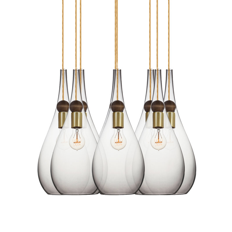 Earth 8 - Light Chandelier, 36" H x 18" W x 18" D, Clear Glass, Gold/Black