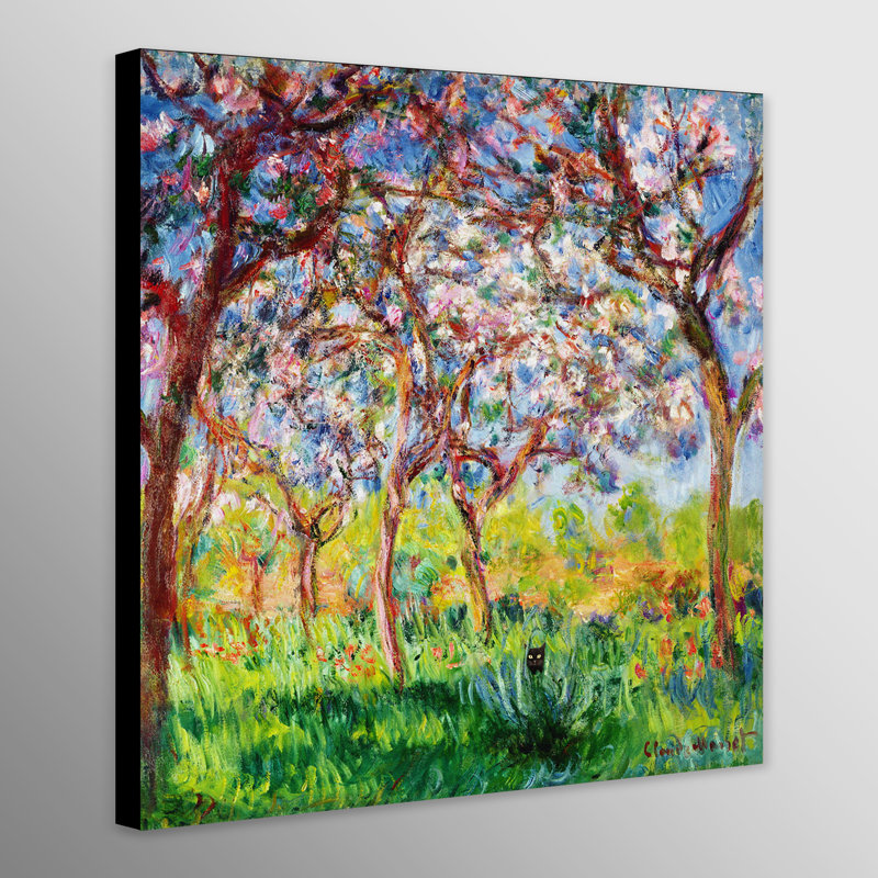 Pottersville Monet - Spring In Giverny With Black Cat by Claude Monet - Wrapped Canvas Print, 30cm H x 30cm W x 4cm D