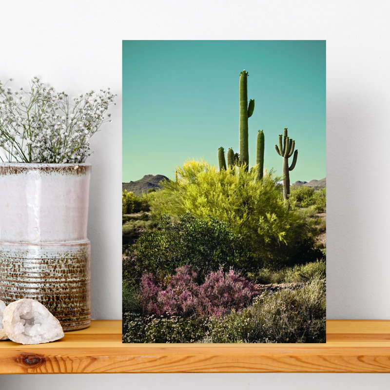«Sonoran Symphony Abstract Contemporary Cactus Landscape Nature», art mural, H 18 po x l 12 po