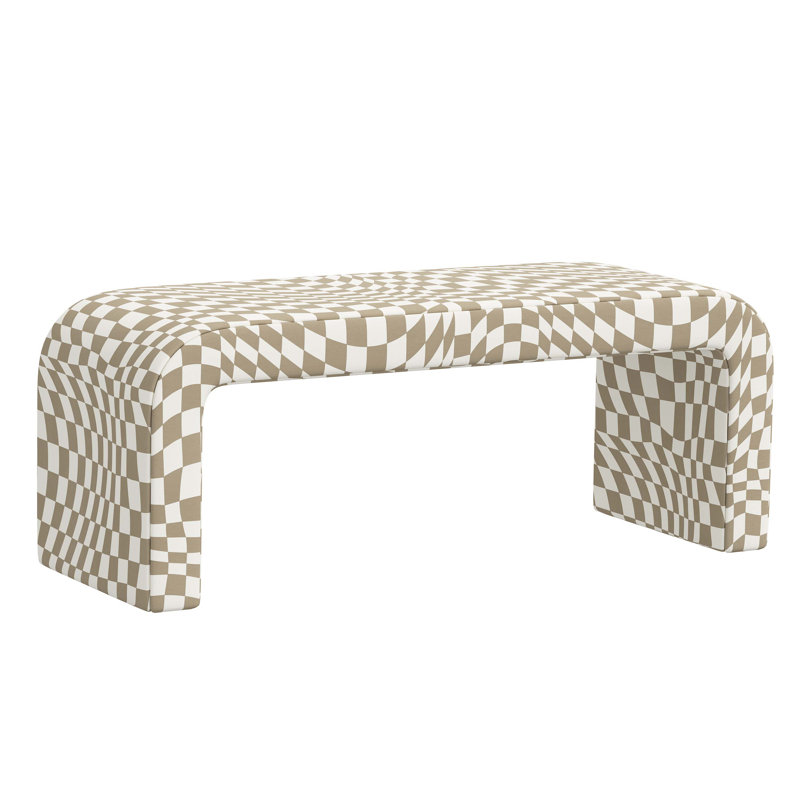Banc rembourré Barley, Groovy brun clair à carreaux