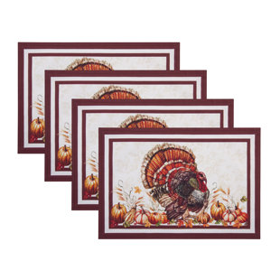 Goldene Turkey Thanksgiving Polyester Rectangle Placemat (Set of 4)