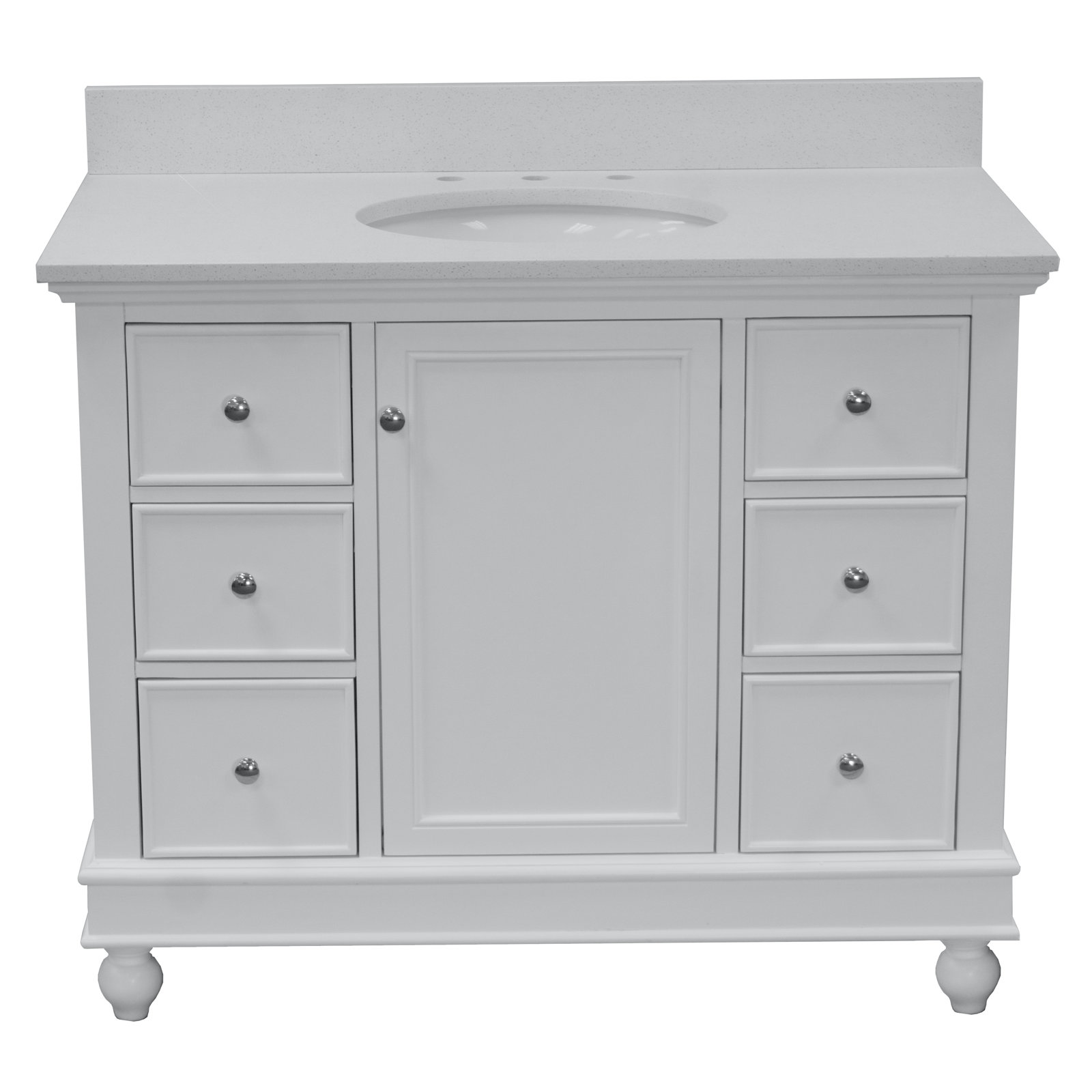 Ferdinand 42'' Single Bathroom Vanity, White, Quartz