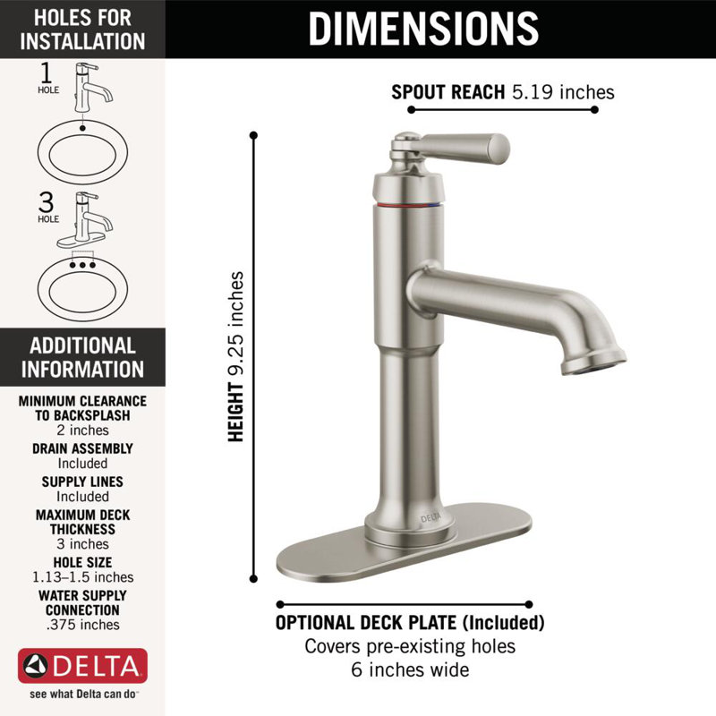 SAYLOR™ Single Handle Bathroom Faucet, Stainless