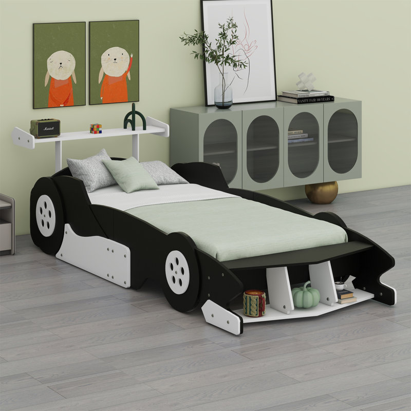 Lit plateforme avec roulettes Race, Noir, noir, noir, noir