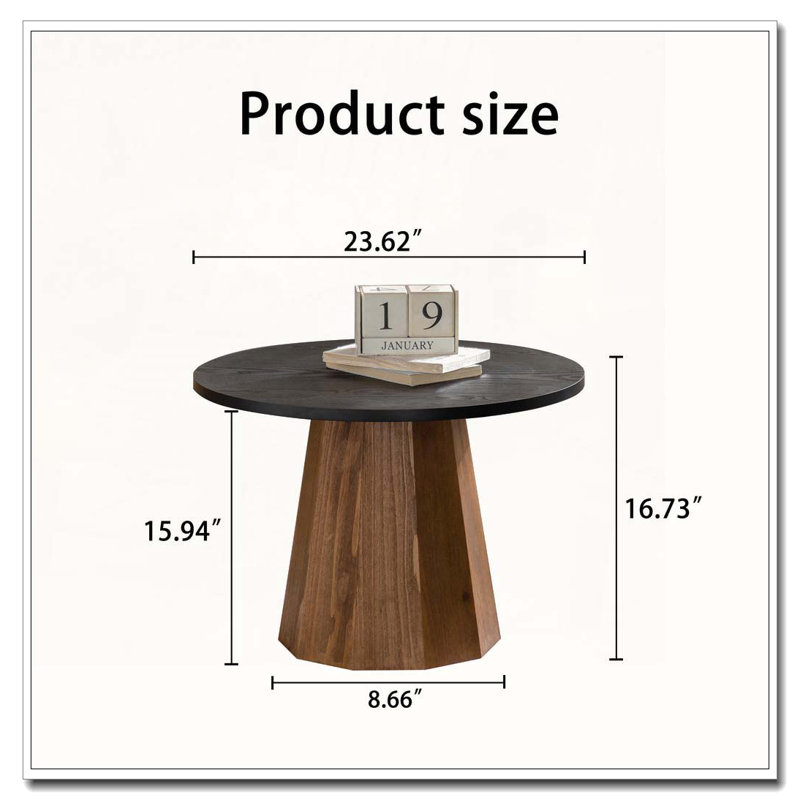Table basse ronde en bois à piédestal robuste